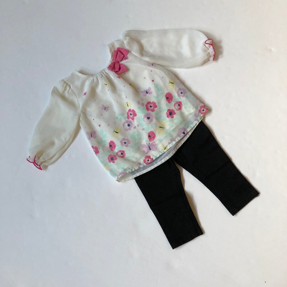 Adorable Sheer Lined Blouse and Black Pants 12M